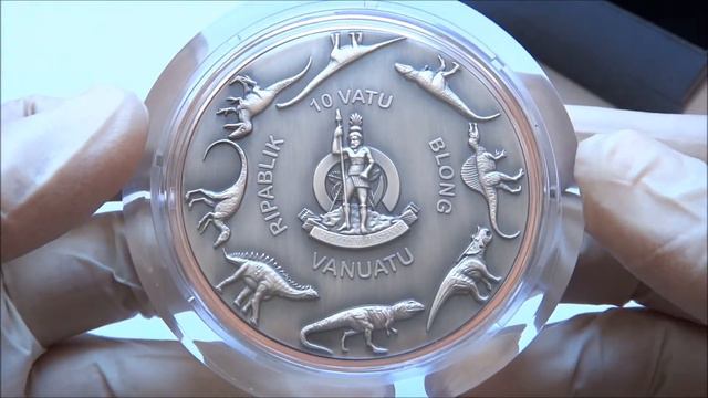 Обзор монеты сверхвысокого рельефа. 10 Вату 2021 Вануату Тиранозавр Рэкс. смотреть онлайн
