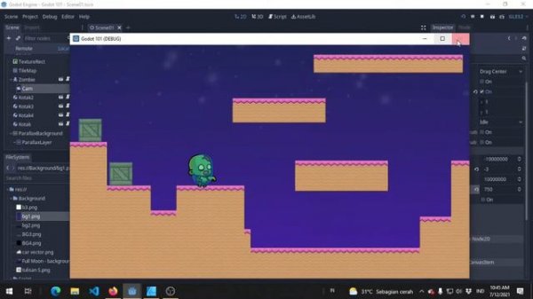 Godot  3.x- 13 : Parallax Scrolling | Parallax Background | Parallax Layer