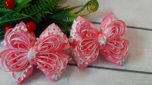 МК. Нежные и ажурные бантики из узкой ленты.