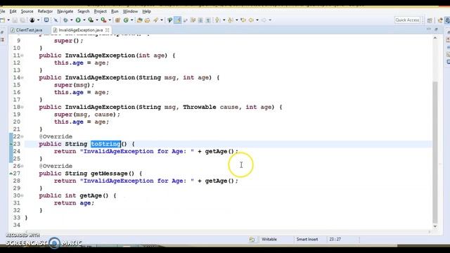 Creating Custom Exception Class in Java|When to go for custom exception class in Java смотреть онлайн
