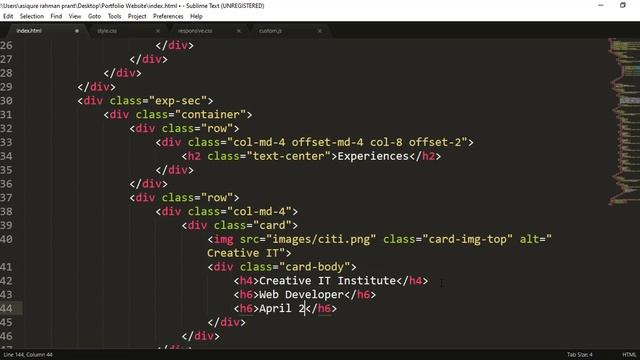 Responsive Portfolio w/ HTML, CSS, Bootstrap, JS & jQuery (Part-5) | Experience Section смотреть онлайн