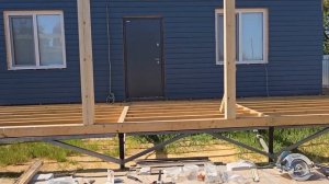 Терраса. Установка опор. Верхняя обвязка террасы