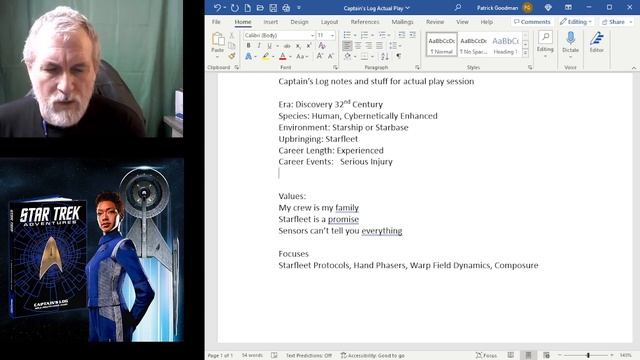 Star Trek Adventures Captain's Log - Actual Solo Play Session 1 - Character Generation