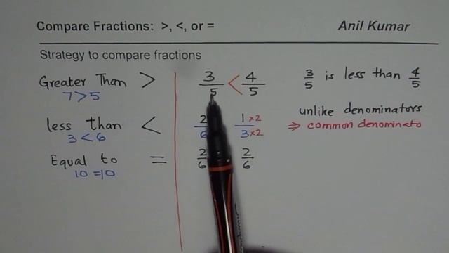 Compare Fractions Greater Less Than or Equal To смотреть онлайн