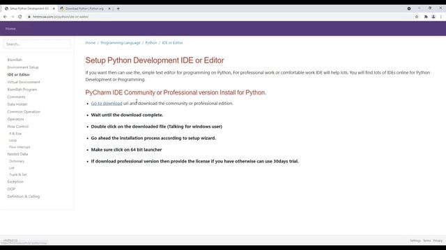 Python Development Environment Setup and PyCharm IDE Community смотреть онлайн