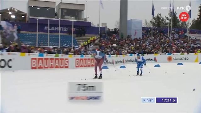 Драматический финиш командного спринта на ЧМ в Лахти смотреть онлайн