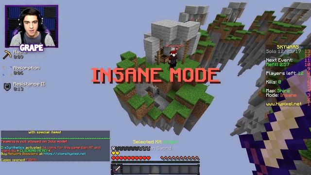 LUCKIEST HALF A HEART BLOCK CLUTCH! (Minecraft Skywars) смотреть онлайн