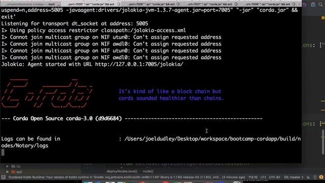 Corda Bootcamp Lesson 19: Running our CorDapp смотреть онлайн