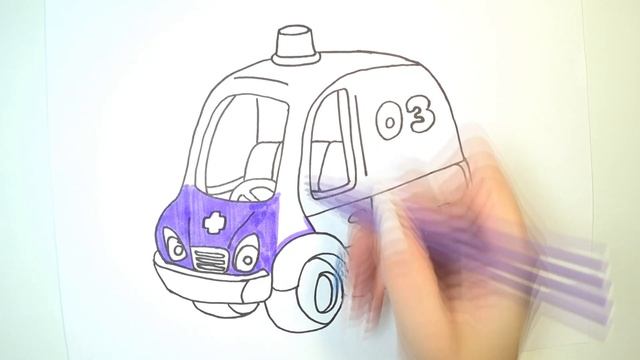 Рисуем скорую помощь / Раскраска / Рисунок для детей смотреть онлайн