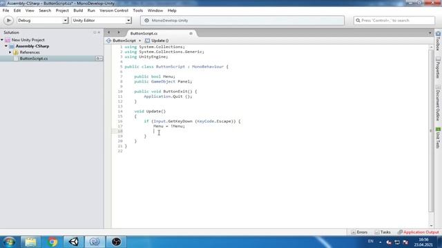 Unity 5 Урок 2 UI выход при нажатии клавиши и всплывающее меню смотреть онлайн