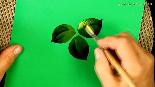 Рисуем упрощенные Листья. Жостовская роспись для начинающих | Zhostovo Oil Painting Tutorial