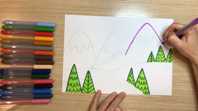 Зимний пейзаж легко Зима рисунок для детей Легкие рисунки Горы лес рисунок карандашом Рисуем зиму смотреть онлайн