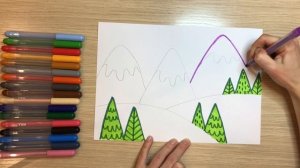 Зимний пейзаж легко Зима рисунок для детей Легкие рисунки Горы лес рисунок карандашом Рисуем зиму