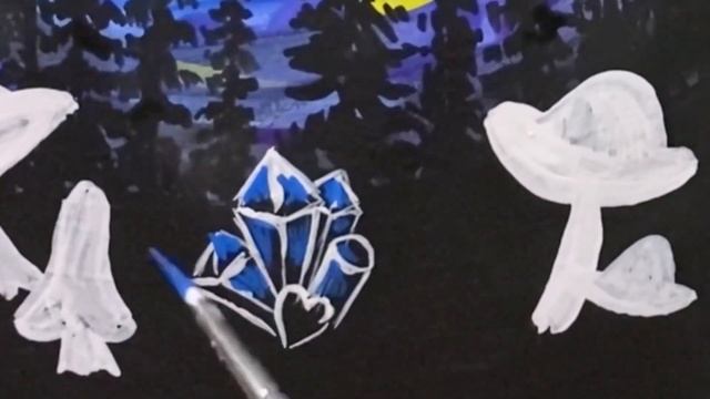 Как нарисовать красивый рисунок гуашью - волшебный ночной пейзаж смотреть онлайн