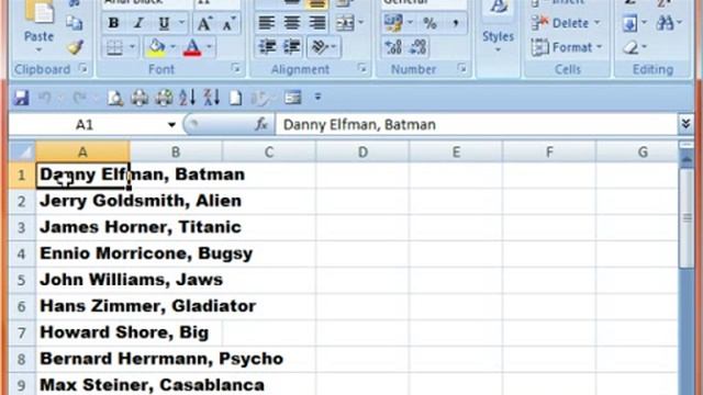 Text To Columns in Excel 2007 - by WiseOnlineLearning.com смотреть онлайн