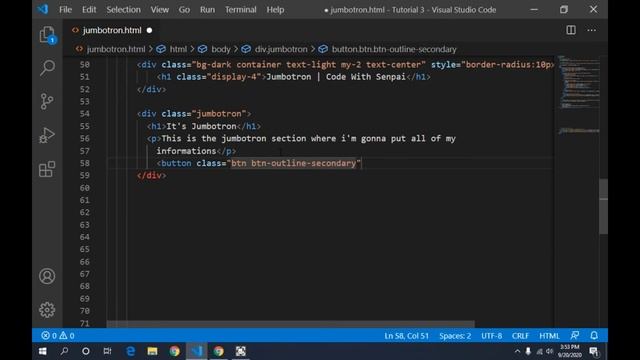 Create Jumbotron | Bootstrap 4 | Tutorail 3 | Web Development | Code With Senpai | 2020 смотреть онлайн