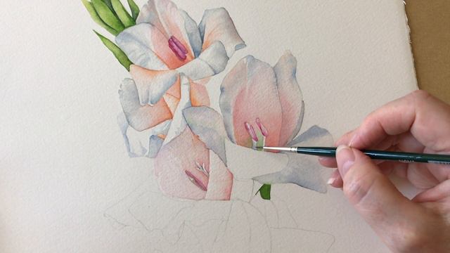 Watercolor Gladiolus Work In Progress - Louise De Masi