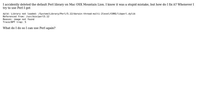 How to reinstall default Perl on Mac osx? смотреть онлайн
