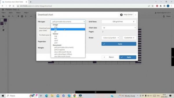 How to create mosaic chart using Stitch Fiddle