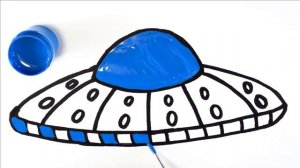 Как нарисовать космический корабль НЛО /  мультик раскраска Летающая тарелка для детей  / учим цвет