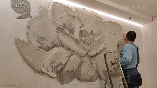 #25BAS-RELIEF ON THE WALL / БАРЕЛЬЕФ На СТЕНЕ Пион СВОИМИ Руками / Art K.A.G. смотреть онлайн