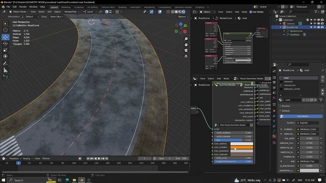 FREE Road Generator | Blender Procedural Geometry Nodes #blender3d #blendertutorial #geometrynodes