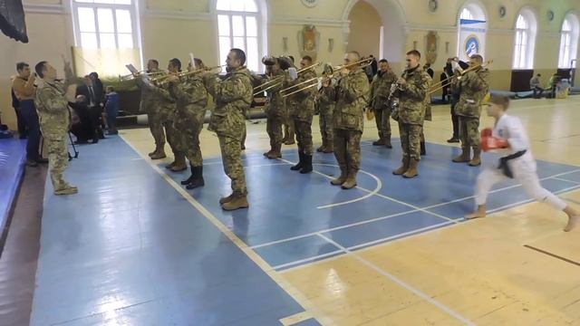 открытие чемпионата.военный оркестр.Киев.всеукраинский чемпионат по рукопашному бою.