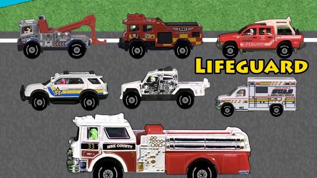 Rescue Vehicles - Matchbox Fire Police Ambulance Special Rescue Truck смотреть онлайн