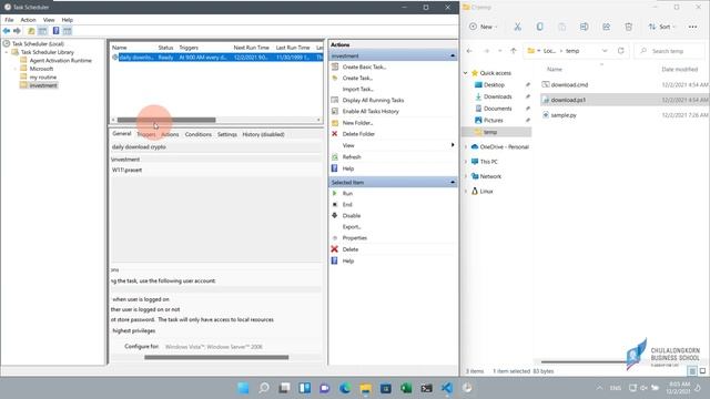 สร้าง task scheduler เพื่อทำงานคำสั่งในเวลาเดียวกันของทุกวัน เช่น download ราคาเหรียญคริปโต @18:00 смотреть онлайн