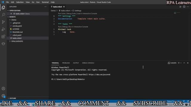 How to install robocorp extensions and create first robot using visual studio смотреть онлайн