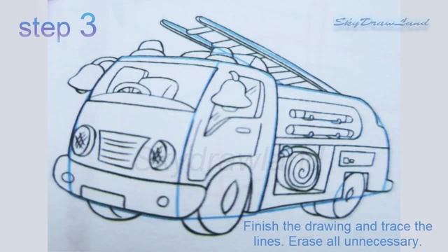 How to draw a fire engine in pencil step by step смотреть онлайн
