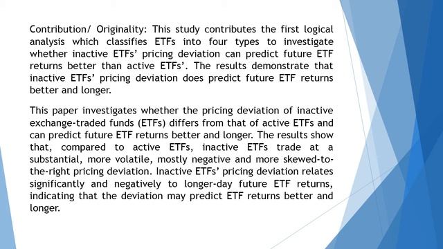 Does Pricing Deviation of Exchange Traded Funds Predict ETF Returns AEFR 78 748 759 смотреть онлайн