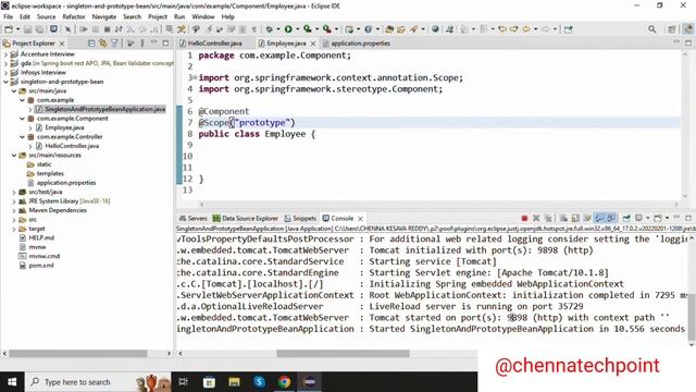 Inject Prototype Bean In Singleton Bean | @Lookup Example In Spring Boot смотреть онлайн