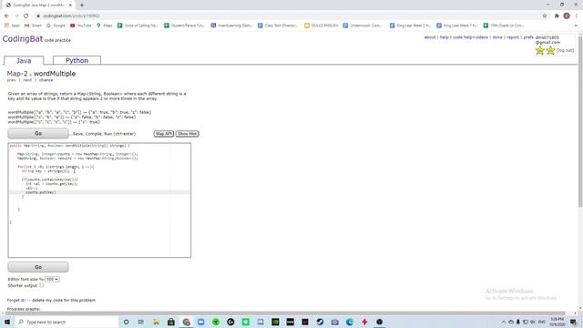 Map-2 (wordMultiple) Java Tutorial || Codingbat.com смотреть онлайн