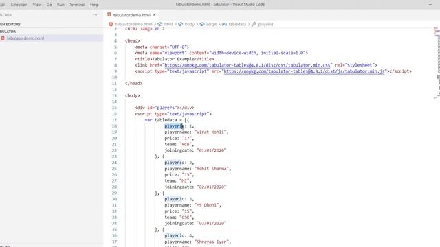 tabulator js tutorial | tabulator js example смотреть онлайн