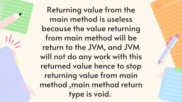 Why main method return type is void ? in java | java main method concept смотреть онлайн