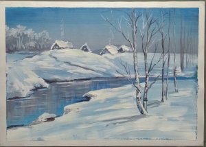 Мастер класс. Гуашь. ДЕРЕВЕНЬКА