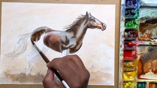 How to draw a horse with watercolour смотреть онлайн