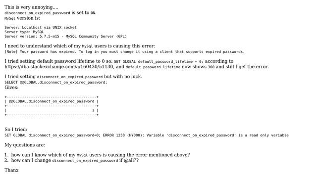 MySql global variable disconnect_on_expired_password смотреть онлайн