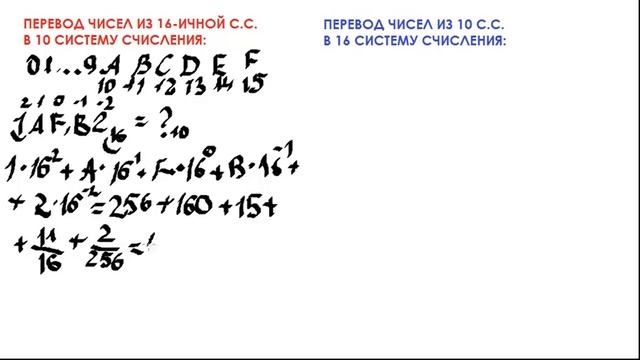 Перевод из 16 сс в 10 сс и обратно смотреть онлайн