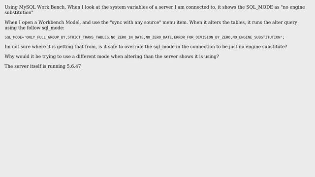Databases: MySQL Workbench Model sync sql_mode смотреть онлайн