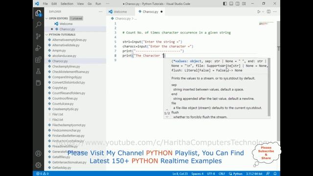 Find occurrence Count number of times a character string Python course смотреть онлайн