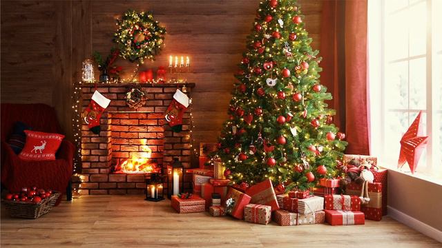 Christmas Piano Music with Crackling Fireplace Sound 🎄 Cozy Christmas Ambience смотреть онлайн