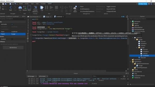 How to Make a Working Hunger Bar in Roblox Studio | Roblox Studio Scripting Tutorial