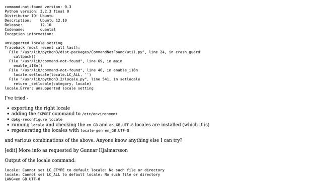 Ubuntu: Unsupported Locale setting смотреть онлайн
