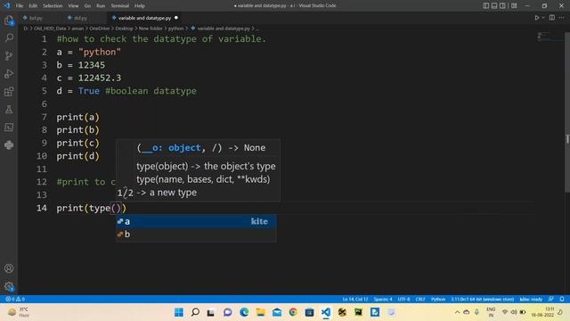 python tutorials for beginners | how to check variable's datatypes in python | variable and datatyp смотреть онлайн