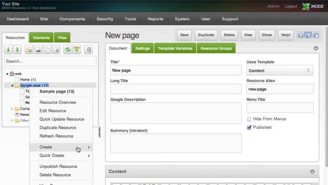 MODX CMS Training: Creating New Pages смотреть онлайн