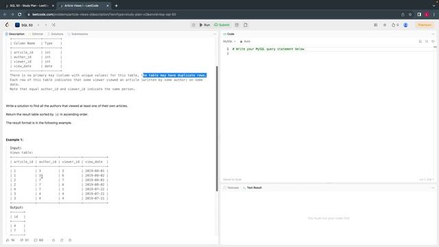 #LeetcodeSQL50 - 4 Article Views I |DISTINCT | AS | ORDER BY смотреть онлайн
