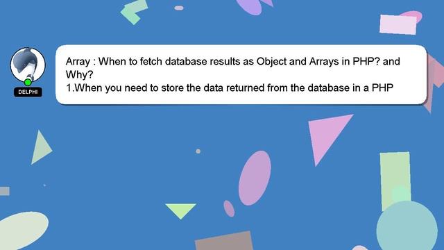 Array : When to fetch database results as Object and Arrays in PHP? and Why? смотреть онлайн