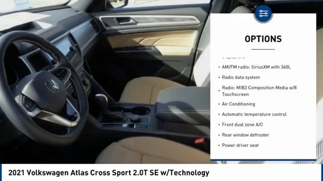 2021 Volkswagen Atlas Cross Sport 2.0T SE w/Technology FOR SALE in Salinas, CA V3103 смотреть онлайн